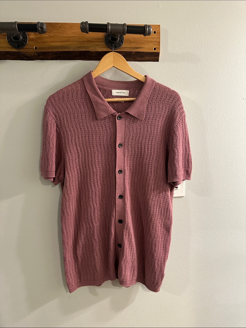 Urban Outfitters Button-Front Knit Shirt - Dusty Mauve